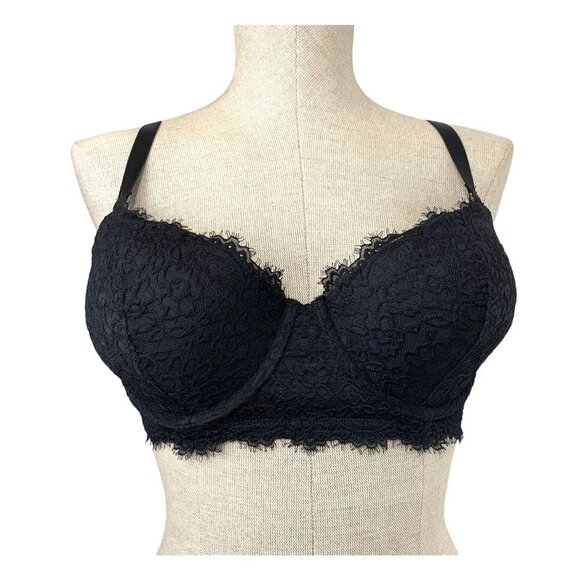 American Eagle Aerie Push Up Tufted Lace Bra - Black, Size 34DD NWOT - Picture 1 of 8